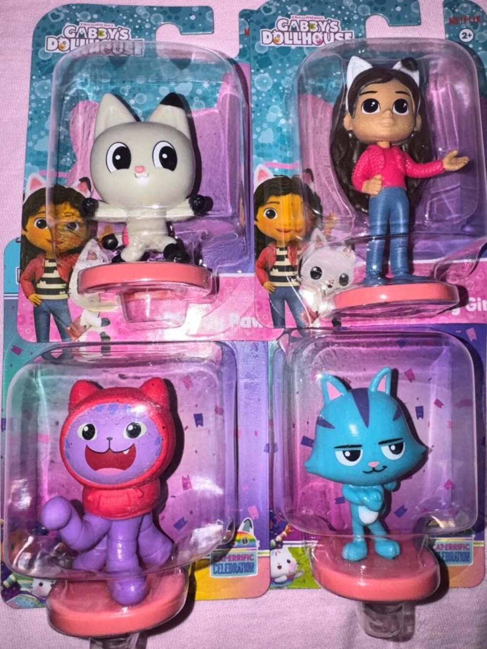Gabby's Dollhouse 4 Mini Figures Set – Gabby, DJ Catnip, CatRat, and Pandy Paws